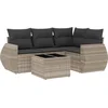 Image de vidaXL - 5-delige - Loungeset - met - kussens - poly - rattan - lichtgrijs