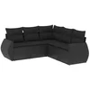 Image de vidaXL - 5-delige - Loungeset - met - kussens - poly - rattan - zwart