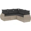Image de vidaXL - 5-delige - Loungeset - met - kussens - poly - rattan - lichtgrijs