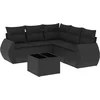Image de vidaXL - 6-delige - Loungeset - met - kussens - poly - rattan - zwart