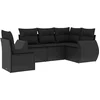 Image de vidaXL - 5-delige - Loungeset - met - kussens - poly - rattan - zwart