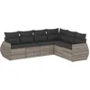 Image de vidaXL - 6-delige - Loungeset - met - kussens - poly - rattan - lichtgrijs