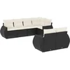 Image de vidaXL - 7-delige - Loungeset - met - kussens - poly - rattan - zwart