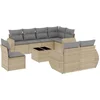 Image de vidaXL - 9-delige - Loungeset - met - kussens - poly - rattan - beige