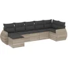 Image de vidaXL - 7-delige - Loungeset - met - kussens - poly - rattan - lichtgrijs