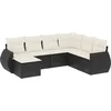 Image de vidaXL - 7-delige - Loungeset - met - kussens - poly - rattan - zwart