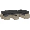 Image de vidaXL - 9-delige - Loungeset - met - kussens - poly - rattan - lichtgrijs