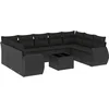 Image de vidaXL - 10-delige - Loungeset - met - kussens - poly - rattan - zwart