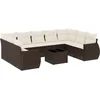 Image de vidaXL - 10-delige - Loungeset - met - kussens - poly - rattan - bruin