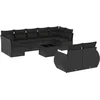 Image de vidaXL - 10-delige - Loungeset - met - kussens - poly - rattan - zwart