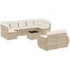 Image de vidaXL - 10-delige - Loungeset - met - kussens - poly - rattan - beige