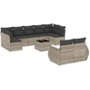 Image de vidaXL - 10-delige - Loungeset - met - kussens - poly - rattan - lichtgrijs