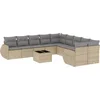 Image de vidaXL - 11-delige - Tuinset - met - kussens - poly - rattan - beige