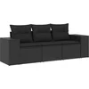 Image de vidaXL - 3-delige - Loungeset - met - kussens - poly - rattan - zwart