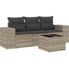 Image de vidaXL - 4-delige - Loungeset - met - kussens - poly - rattan - lichtgrijs