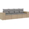 Image de vidaXL - 4-delige - Loungeset - met - kussens - poly - rattan - beige