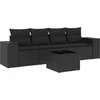 Image de vidaXL - 5-delige - Loungeset - met - kussens - poly - rattan - zwart