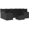 Image de vidaXL - 7-delige - Loungeset - met - kussens - poly - rattan - zwart