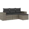 Image de vidaXL - 4-delige - Loungeset - met - kussens - poly - rattan - grijs