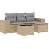 Image de vidaXL - 5-delige - Loungeset - met - kussens - poly - rattan - beige