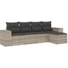 Image de vidaXL - 5-delige - Loungeset - met - kussens - poly - rattan - lichtgrijs