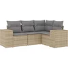 Image de vidaXL - 4-delige - Loungeset - met - kussens - poly - rattan - beige