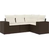 Image de vidaXL - 4-delige - Loungeset - met - kussens - poly - rattan - bruin