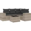 Image de vidaXL - 5-delige - Loungeset - met - kussens - poly - rattan - lichtgrijs