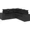 Image de vidaXL - 5-delige - Loungeset - met - kussens - poly - rattan - zwart