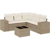 Image de vidaXL - 6-delige - Loungeset - met - kussens - poly - rattan - beige