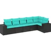Image de vidaXL - 6-delige - tuinbankset - met - kussens - van - zwart - polyrotan