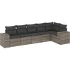 Image de vidaXL - 6-delige - Loungeset - met - kussens - poly - rattan - grijs