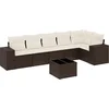 Image de vidaXL - 7-delige - Loungeset - met - kussens - poly - rattan - bruin