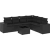 Image de vidaXL - 7-delige - Loungeset - met - kussens - poly - rattan - zwart