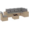 Image de vidaXL - 7-delige - Loungeset - met - kussens - poly - rattan - beige