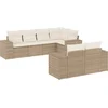 Image de vidaXL - 7-delige - Loungeset - met - kussens - poly - rattan - beige