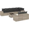 Image de vidaXL - 9-delige - Loungeset - met - kussens - poly - rattan - lichtgrijs