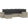 Image de vidaXL - 6-delige - Loungeset - met - kussens - poly - rattan - lichtgrijs