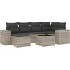 Image de vidaXL - 7-delige - Loungeset - met - kussens - poly - rattan - lichtgrijs