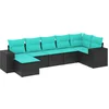 Image de vidaXL - 7-delige - tuinbankset - met - kussens - van - zwart - polyrotan