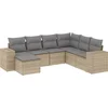 Image de vidaXL - 7-delige - Loungeset - met - kussens - poly - rattan - beige