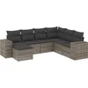 Image de vidaXL - 7-delige - Loungeset - met - kussens - poly - rattan - grijs