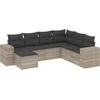 Image de vidaXL - 7-delige - Loungeset - met - kussens - poly - rattan - lichtgrijs