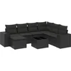 Image de vidaXL - 8-delige - Loungeset - met - kussens - poly - rattan - zwart