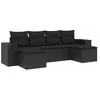 Image de vidaXL - 6-delige - Loungeset - met - kussens - poly - rattan - zwart