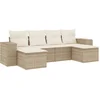 Image de vidaXL - 6-delige - Loungeset - met - kussens - poly - rattan - beige
