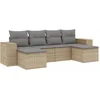 Image de vidaXL - 6-delige - Loungeset - met - kussens - poly - rattan - beige