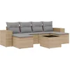 Image de vidaXL - 7-delige - Loungeset - met - kussens - poly - rattan - beige