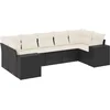 Image de vidaXL - 7-delige - Loungeset - met - kussens - poly - rattan - zwart