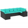 Image de vidaXL - 7-delige - tuinbankset - met - kussens - van - zwart - polyrotan